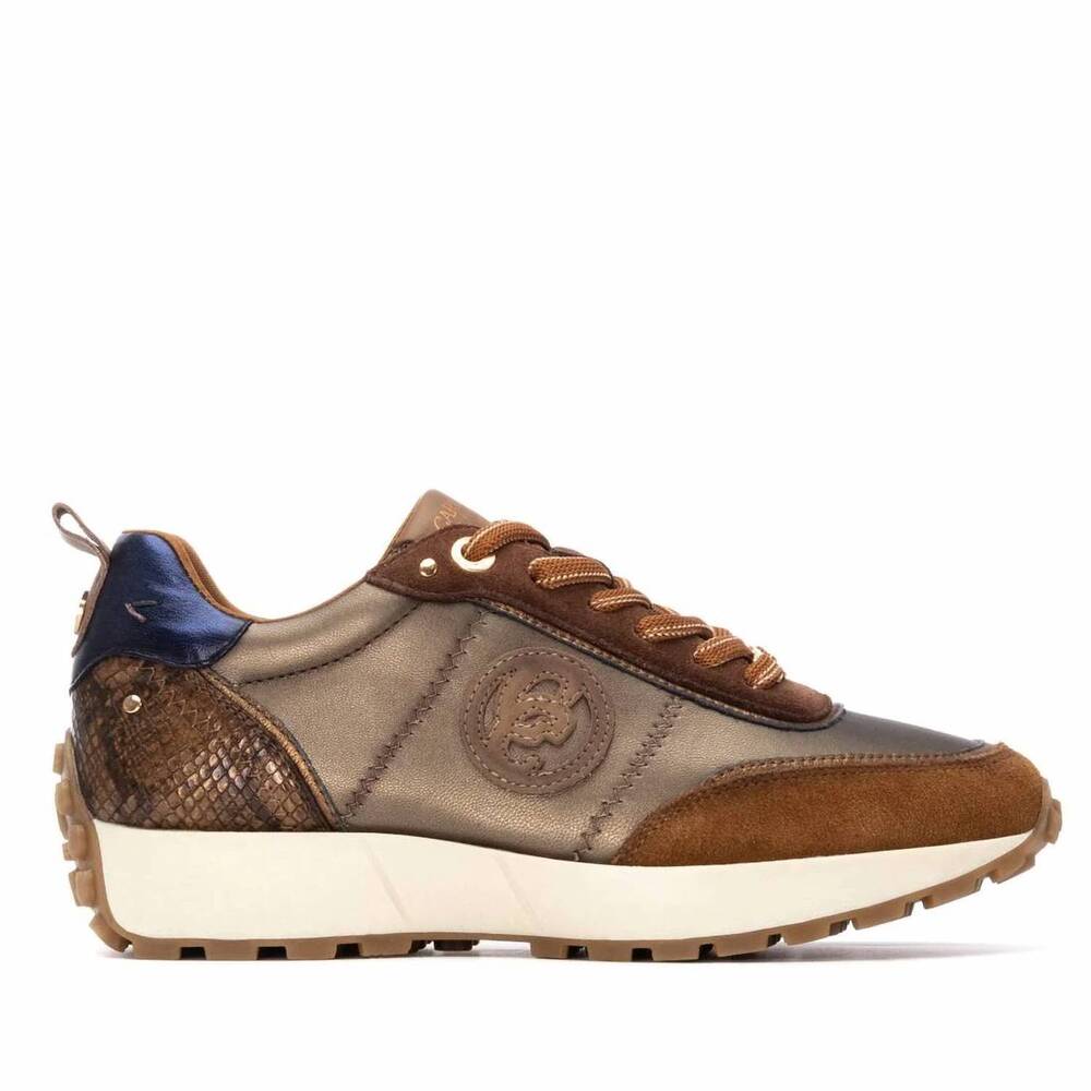 NEW CARMELA women's leather lace-up sneakers in camel